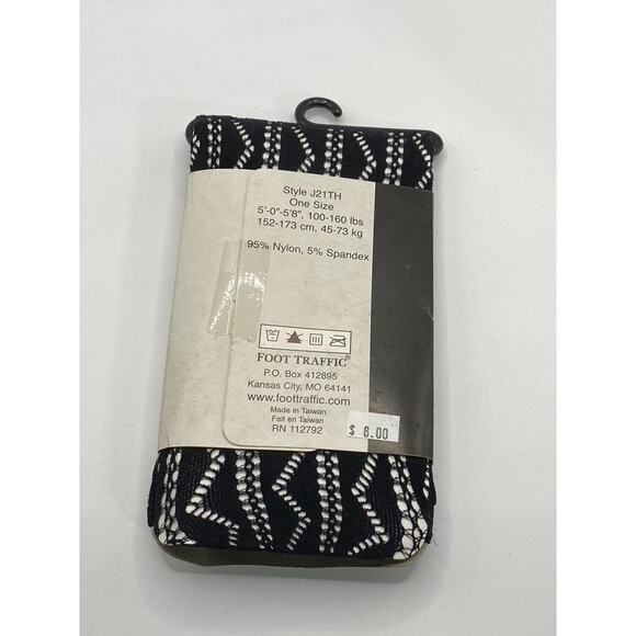 FOOT TRAFFIC Women's Black Cutout Stretch Pull-On Knee High Socks SZ OS - Picture 2 of 8